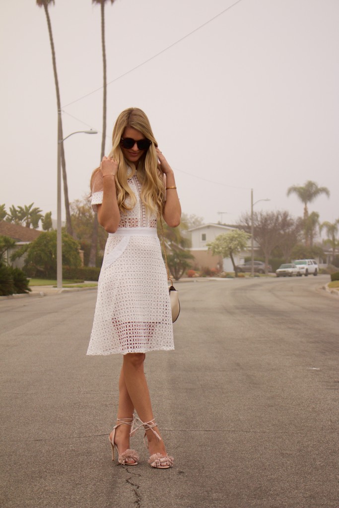 white mesh lace dress